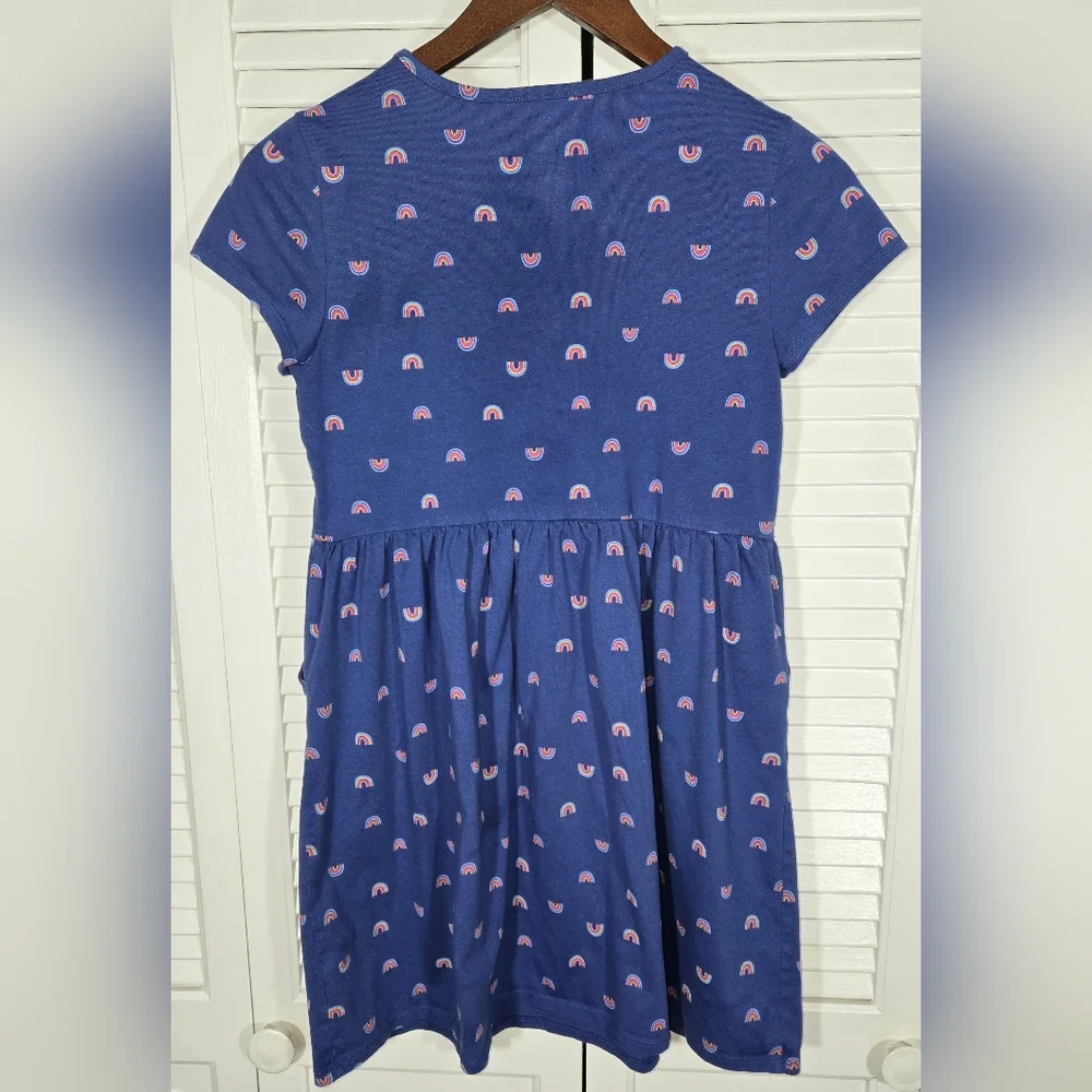 Wonder Nation Short Sleeve Blue Rainbows Pullover Dress Sz 14-16
